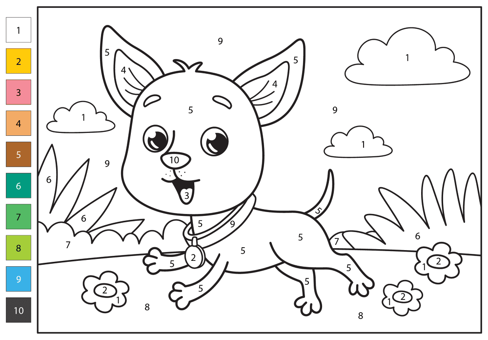 Chihuahua Color By Number Coloring Page Md Coloring Page — Free Printable — free printable coloring page